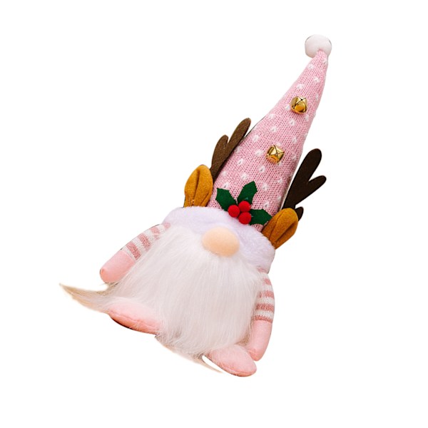 Jule Nisse Plys Dekoration Lyser Svensk Jul Håndlavet Skandinavisk Tomte Nisse Dukke Ornamenter med Gevir Hat til Hjem Fest Gaver Pink