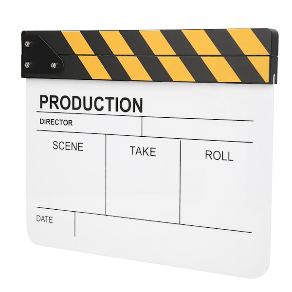 30x25CM Akryl Clapperboard Regissör Film Film Inbyggd Magnet Fotografi Action Clap (Gul Rand Vit Tavla (PAV1YWE2))