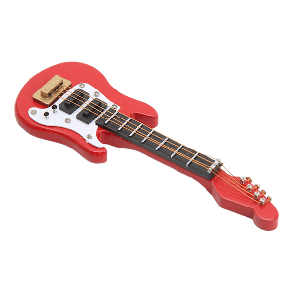 1:12 Miniature Guitar Model Birch Painted Surface Lifelike Decorative Miniature Guitar Ornament for Dollhouse Red Electric