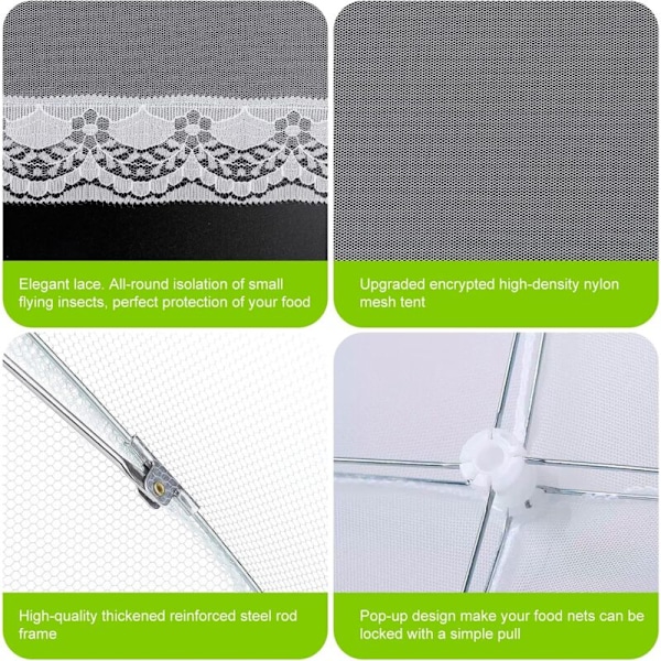 stk. Foldbare Mad Cover Anti-flue Net Mad Cover Telt Paraply Anti-insekt Cover til BBQ Picnic Mad, 1 Stor (100x60cm) & 5 Standard