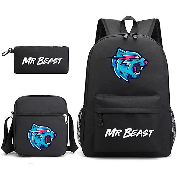 Mr. Beast Lightning Cat Tredelad ryggsekk Axelveske Z