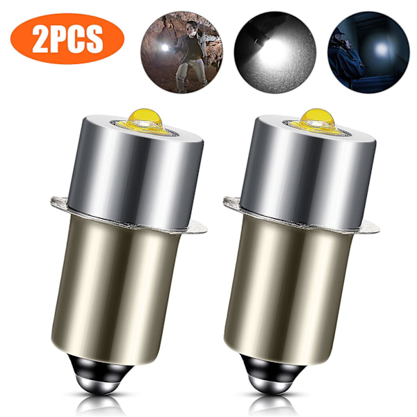 2 stk. P13.5S DC6V-24V LED Oppgraderingspærer Hvite Maglite Cellelykter 6500K 3W