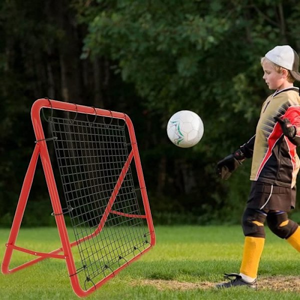 UISEBRT Fodbold Rebound Net, til fodboldtræning, med 5 justerbare niveauer, rød stålramme, 100 x 100 x 65 cm