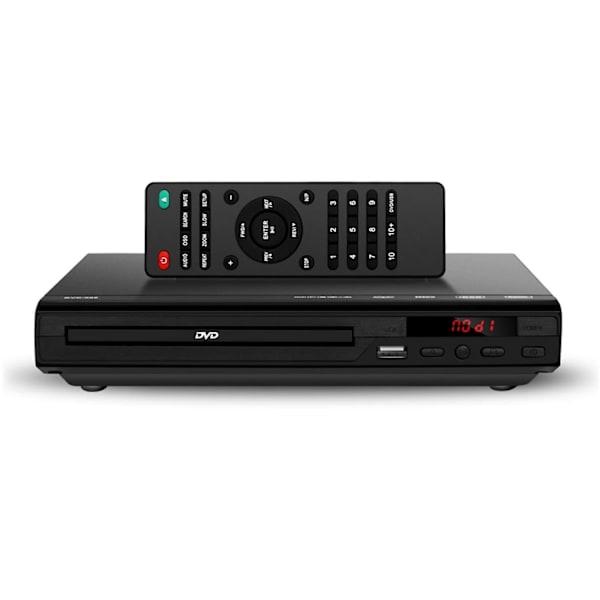 DVD-spelare för TV, regionfri, spelar DVD- och CD-skivor, AV-utgång, inbyggd PAL/NTSC, USB-ingång, fjärrkontroll