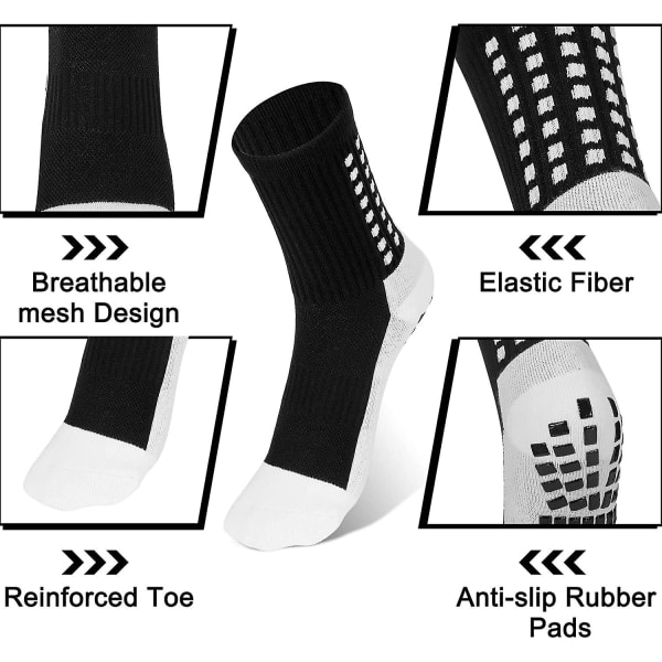 2 par skridsikre sportsfodboldstrømper, unisex atletiske sports grip-strømper skridsikre fodbold-/basketstrømper