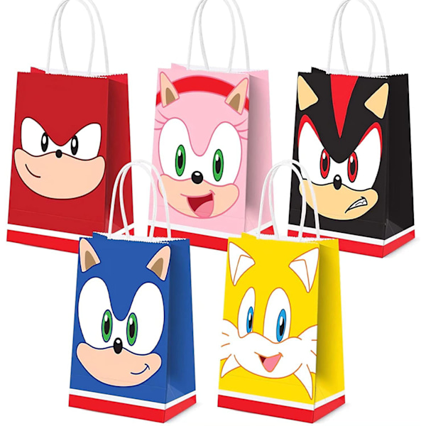 Sonic-tema fødselsdagsposer i kraftpapir