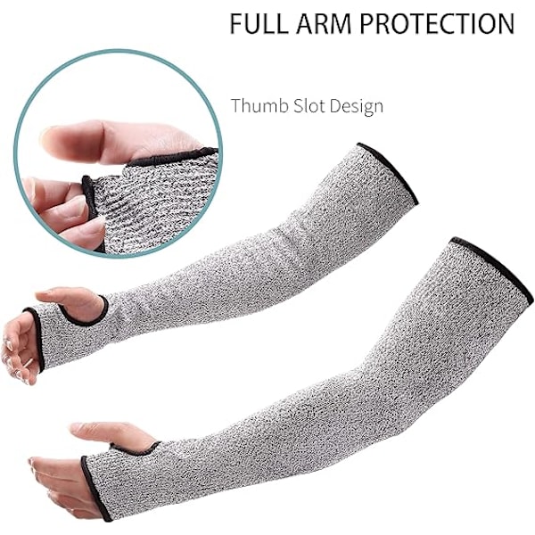 1 par skærefaste ærmer med tommelfingerhuller 45 cm (18\") Armbeskyttelse mod bid {DH}