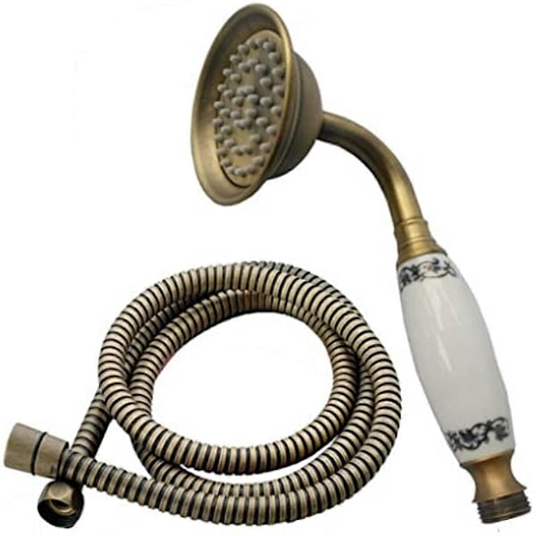 Retro Brusehoved Kobber Håndholdt Spray Brusehoved Badeværelsestilbehør med 15m Slange Brusehoved Brusehoved med Slange Kobber Håndbruser Retro Hånd