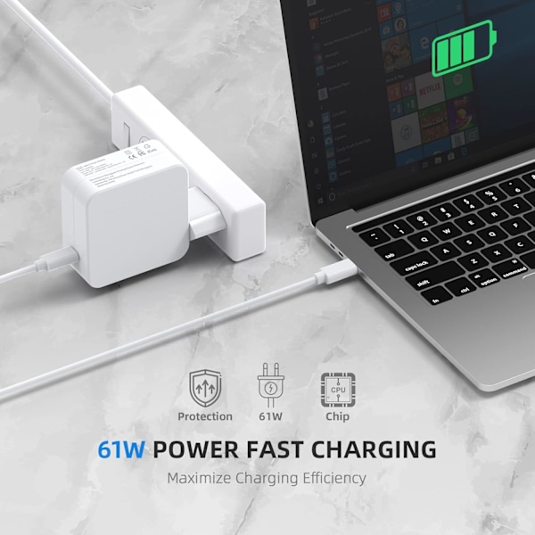 Lader til Mac Book 2016 2017 2018 2019 2020 Pro 61W USB C Strømadapter