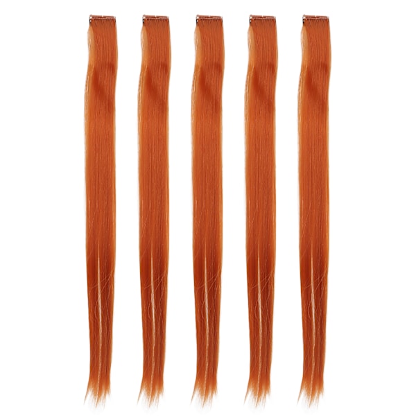 5-pack Clip-in Hårförlängning Färgad Rakt Hår Clip Hårförlängning Clip för Fest Cosplay Orange