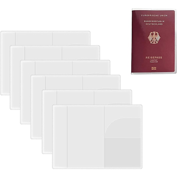 Transparent fodral, 6 st transparenta passfodral, passfodral, transparent plastpassfodral, passfodral för pass i standardstorlek