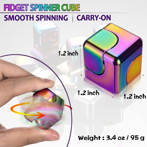 Fidget Spinner Lelu Kuutio Aikuisille, Metalli Ystävänpäivälahja EDC Cool Työpöytävempaimet Toimisto Sensorinen Lelu