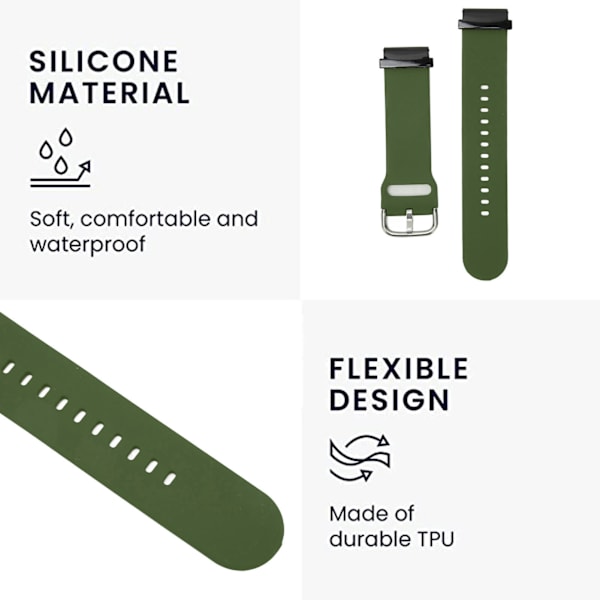 22 mm silikoninen ranneke älykellolle, urheilullinen ranneke Garmin Fenix 7 6 5:lle, OD Green