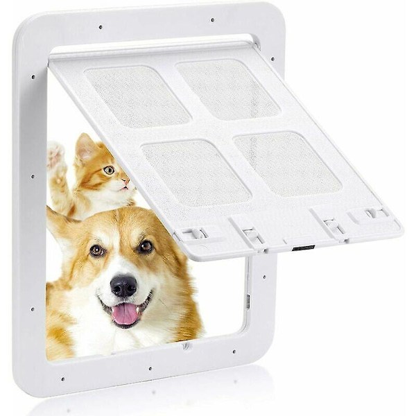 Pet door for dogs and cats - External dimensions: 24 x 29 cm, White