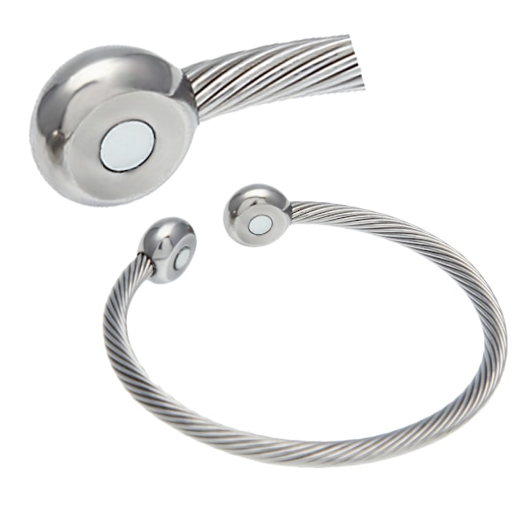 Magnetisk terapiarmbånd - vridd kabel i rustfritt stål H