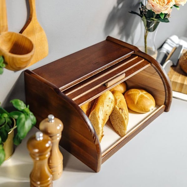 Creative Home Ruskea Leipälaatikko | 38 x 28,5 x 17,5 cm | Leipälaatikko | Puinen leipälaatikko | Puulaatikko | Leipälaatikot Brun
