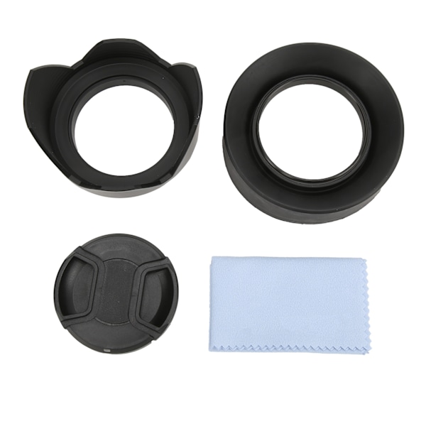 4‑in‑1 Lens Hood Set with Rubber Lens Hood Lotus Hood Lens Cap and Cleaning Cloth72mm