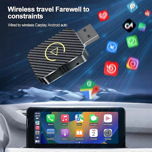 2-i-1 Trådlös CarPlay-adapter Android Auto Trådlös Adapter Smart Mini Box USB-dongel Plug and Play WiFi Snabbanslutning