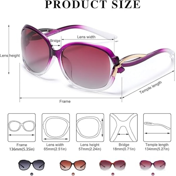 Polarisoidut aurinkolasit naisille 100 % UV-suoja - 2229 (Violetti)