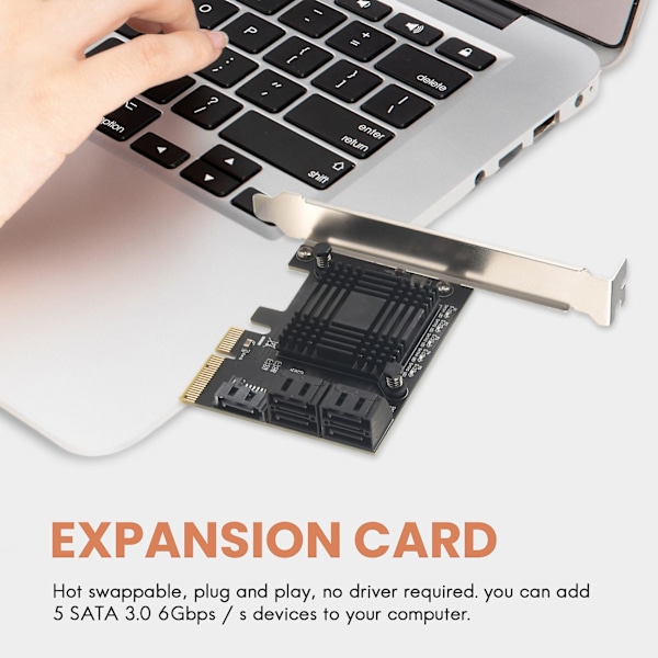 TS-Pcie till 5-Port Sata Iii 6 Gbps Sata Controller Expansionskort Datorchassi Adapterkort Jmb585