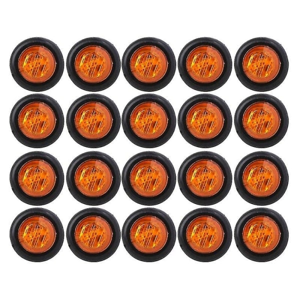 Nya 20x 3/4 tum 3 LED sidomarkeringsljus släpvagn lastbil blinkersljus positionsljus gult