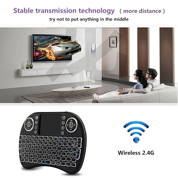 Mini i8 2.4GHz Multimedia Kannettava Langaton Kädessä Pidettävä Mini Näppäimistö