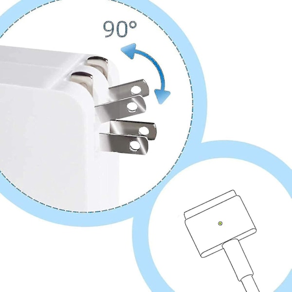 Mac Book Air Lader, AC 45W Magsafe 2 T-tip Strømadapter Erstatning for Macbook Air 11/13 tommer