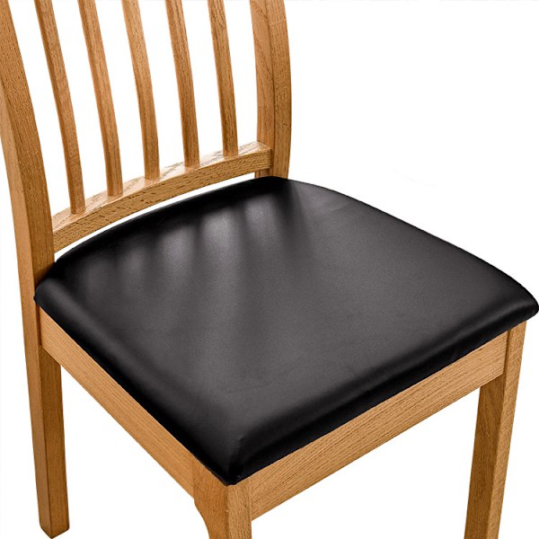 4 stk Spisebordstolsdeksler for vanntett sete PU-lær Setetrekk for stoler Cover, svart svart 4 st