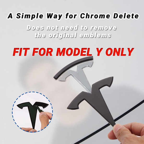 Model Y Tillbehör för Tesla Emblem Dekal 2 st/set 2024 2023 2022 2021 2020 Logo Dekal (Svart)