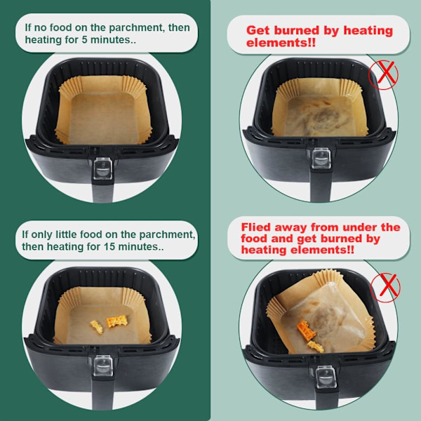 100 kpl Air Fryer -paperia, 20 cm suuri Air Fryer -vuoka kertakäyttöinen, Airfryer-tarvikkeet, leivinpaperi Air Fryer -laitteeseen{F2}