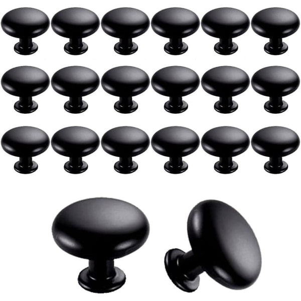 20 st dörrknoppar lådknoppar 30 mm vintage handtag skåpknoppar för köksskåp (svart) (FMY)