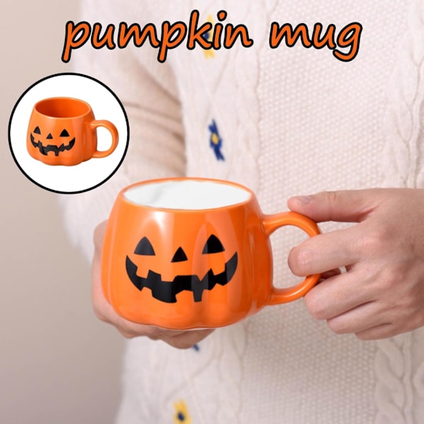 Söt keramisk pumpakopp Halloweenmugg Keramisk pumpa Halloween-tema espressokopp Halloween kaffekoppar Söt Halloweenmugg