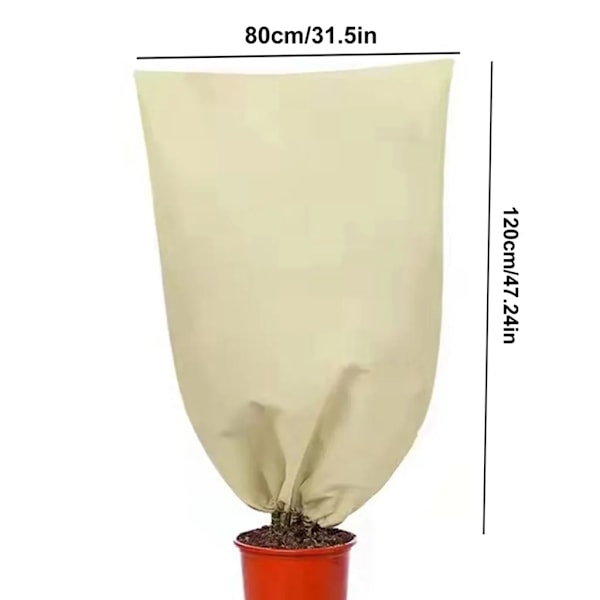 80x120cm plantebeskyttelse vinterbeskyttelsesdække plantebeskyttelse vinterbeskyttelse planter jumbo beskyttelse vinterbeskyttelsestelt (beige)