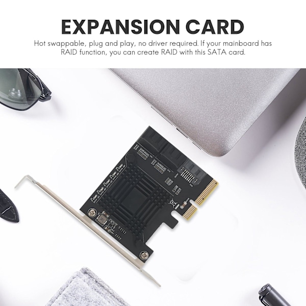 TS-Pcie till 5-Port Sata Iii 6 Gbps Sata Controller Expansionskort Datorchassi Adapterkort Jmb585