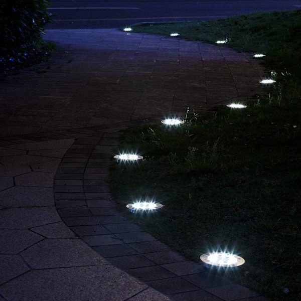 Hvitt lys sett med 12 utendørs solcellelamper, 12 LED, 800mAh, med