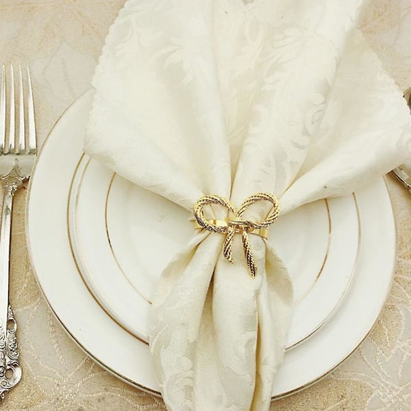 12 stk. Enkle gyldne serviettringer sommerfugl serviettspenne hotell restaurant munn serviettring