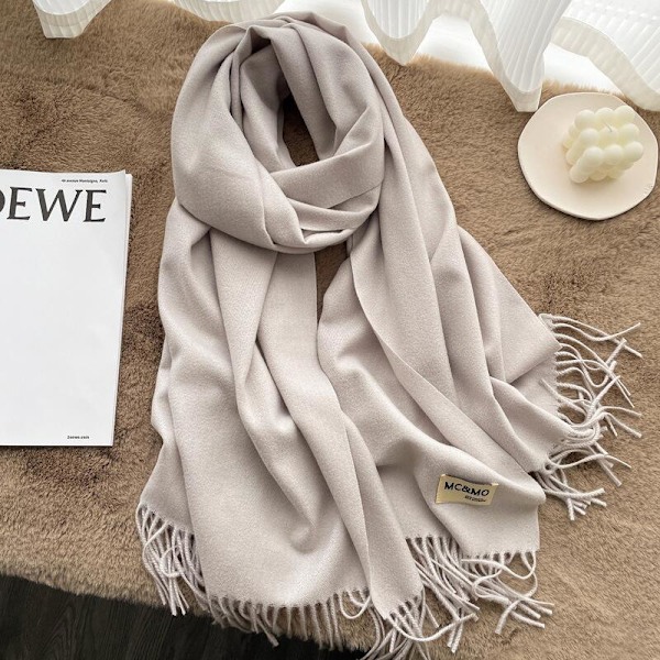 Dam Tjock Mjuk Ull Kashmir Sjal - Varm Enfärgad Sjal - Beige