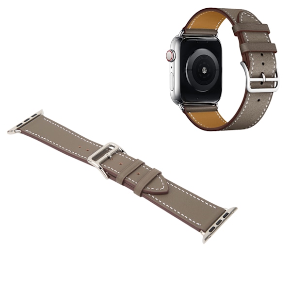 Smartklokke Armbånd Klokke Rem Lær Smartklokke Tilbehør for IOS Watch Series SE 8 7 6 5 4 3 2 1 42mm 44mm 45mm Grå