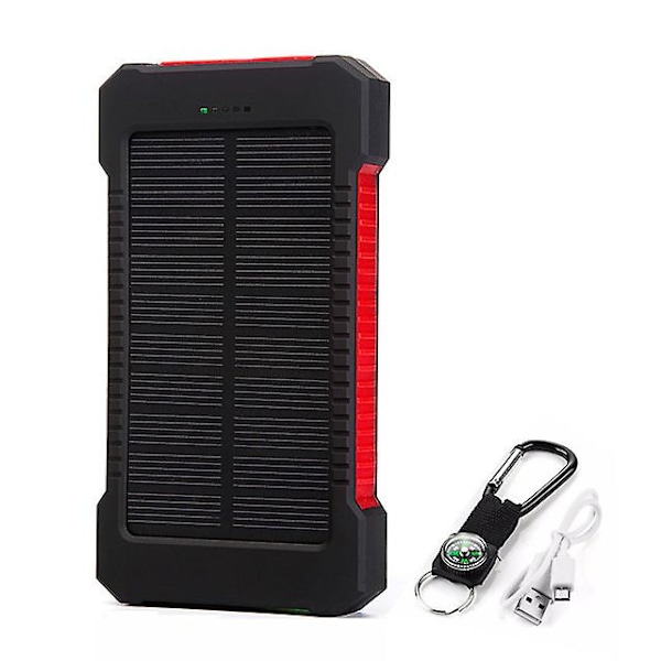 Extern batteri snabbladdning mobil power uppladdningsbar solcellsladdare bältesficklampa mobil power röd logga 20000 ma real 4000 ma