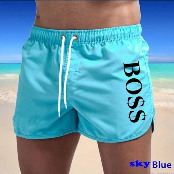 Boss Casual Fashion Strandshorts for menn Badeshorts Lys Blå Light Blue XXXL
