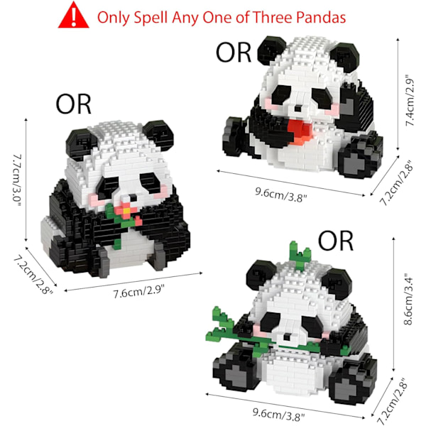 in 1 Panda Byggeklodser Byggelegetøj Dyr Klodser Bygning{DH}