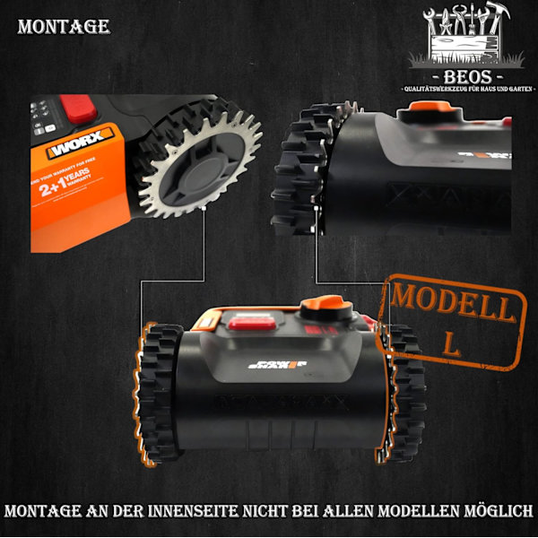 Premium rustfri søm til Worx Landroid L & Vision - Polerede - 12 x rustfri skruer - Hjulstørrelse 225mm