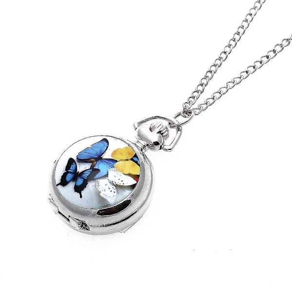Dame Locket Vedhæng Kvarts Lommeur Halskæde Kæde Vintage Sommerfugl [ur]