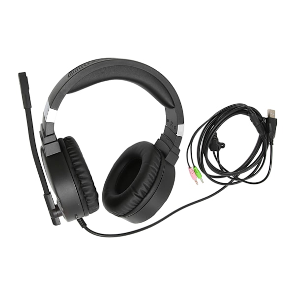 F16 Gaming Headset med Brusreducerande Mikrofon, 7.1 Rumsligt Surroundljud, RGB-belysning, Spelhörlurar för PC