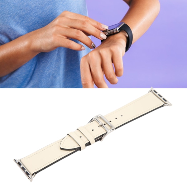 Älykello Nahkaremmi Yleinen Älykello Vaihtohihnaremmiksi IWatch Series SE 8 7 6 5 4 3 2 1 38mm 40mm 41mm Beige