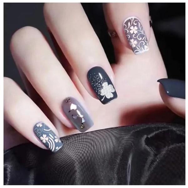 10 st/set Nagelstämplingsplattor med Klar Silikonstämpel Skrapa Blomma Geometri Tryck för Nagelkonst Manikyr Konstverktygssats