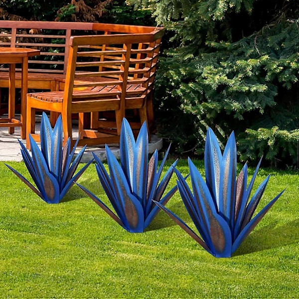 Agave Trädgårdskonst i Metall, Rustik Trädgårdsdekor, Vattentät och Rostfri Staty, Flexibel Placering för Utomhusmiljöer (55cm)