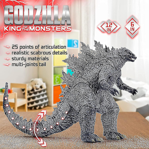 King Of The Monsters Leikkihahmo - Godzilla Actionhahmo - Dinosaurus Leikkikalut Godzilla - Elokuvahirviö Sarja Godzilla. grey