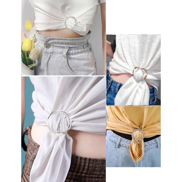 3-pack Metalliska T-shirt Clips och Ringar 4,8 cm Stora T-shirt Clips Sjal Ring för Flickor Kvinnor{DH}