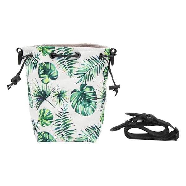 Camera Drawstring Shoulder Bag Multifunctional Portable Large Capacity Waterproof Instant Camera Storage Bag Green Leaves Style